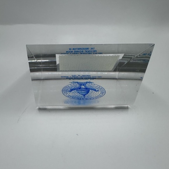 RARE Acrylic Lucite Right Angle Paperweight Nixon 1973 Inauguration - Picture 4 of 8